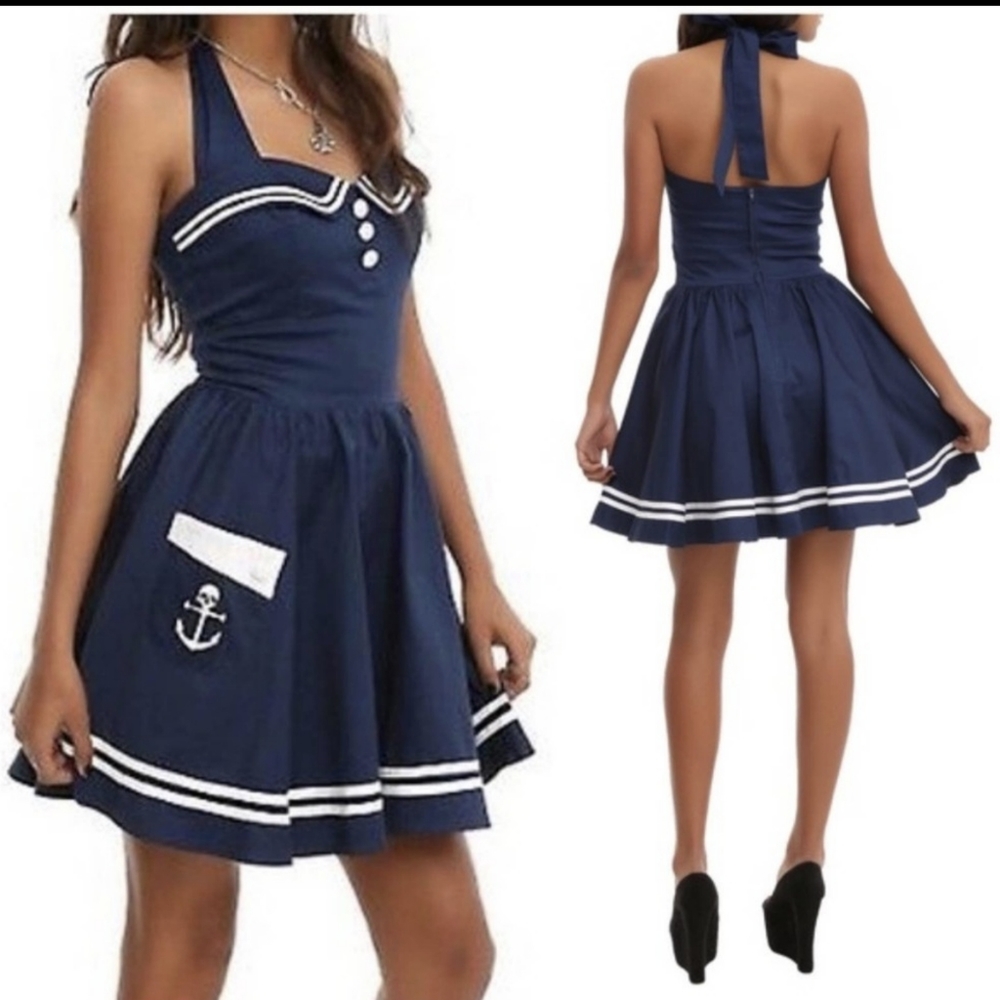Hell Bunny 50s Sailor Nautical Halter Dress